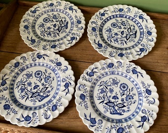 Set of 4 J&G Meakin Blue Nordic English Ironstone Scalloped Side Plates