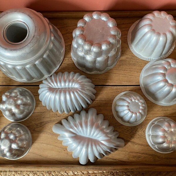Selection of Vintage Aluminium English Jelly/Pudding Moulds