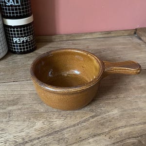 Handled Brown Ceramic Soup Bowl