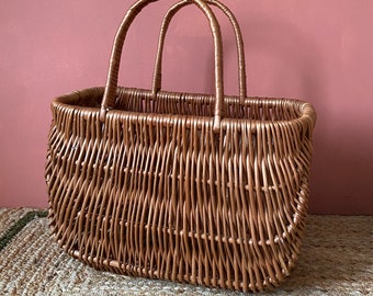 Wicker Two Folding Handled Shopping Basket