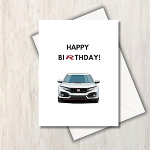 Geburtstagskarte mit HONDA Civic Type R, HONON Liebhaber, JDM Karte, Type R Karte, Vtec Karte - DIGITALE KARTE