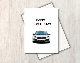 Honda Civic Type R Printable Card, Birthday Card, Honda Lover, JDM Card, Type R Card, Vtec Card - DIGITAL CARD