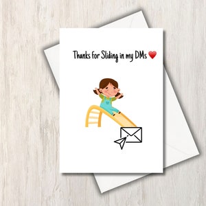Grazie per aver fatto scorrere la mia carta DM - Instagram, anniversario, San Valentino, carta carina, divertente, punny DOWNLOAD DIGITALE