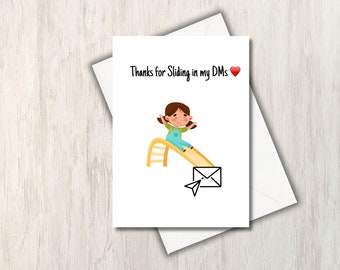 Thanks for Sliding in my DM Card - Instagram, Anniversary, Valentine&#39;s , cute, funny, punny card  DIGITAL DOWNLOAD