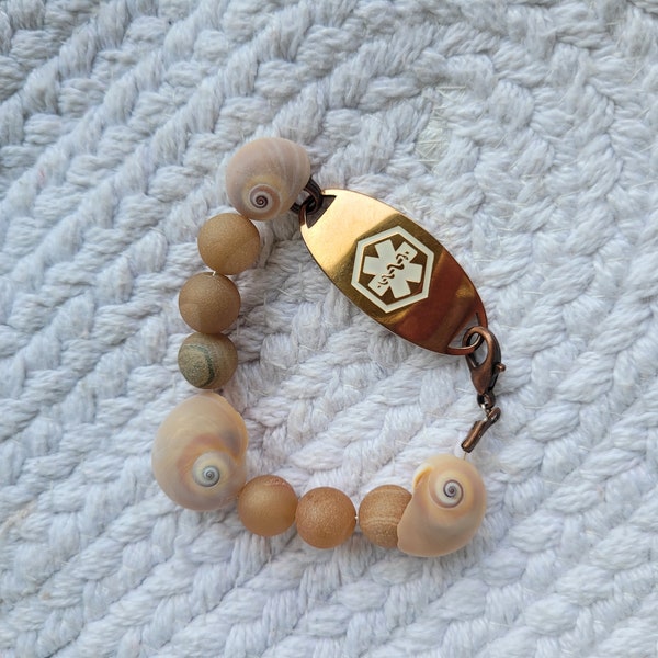 Shark eye & stone bead medical ID interchangeable bracelet (Medical Tag NOT INCLUDED)