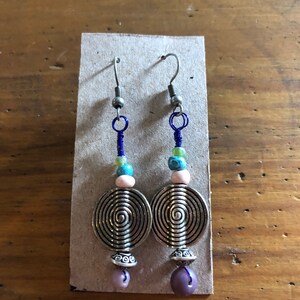 Beaded Earrings (Lt. Green, Lt. Blue, Lt. Pink, Metal, & Lt. Purple)