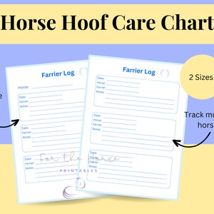 Printable Farrier Log, Farrier Record Keeping, Hoof Health Tracker ...