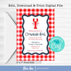 Bearbeitbar druckbare Crawfish Kochen Party Dusche Einladung Cajun Louisiana