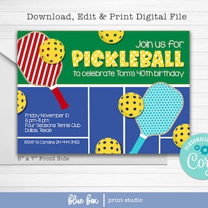 Editable Pickleball Birthday Party Invitation (Digital Download)