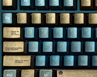 Oscar Wilde key caps - Literary Keyboard - Gothic Keycaps