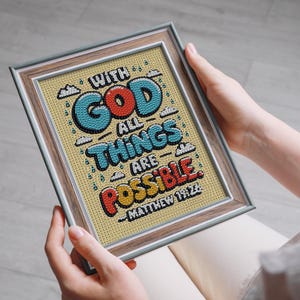 With God All Things Are Possible, Bible Verse, Diamond Painting Kit
