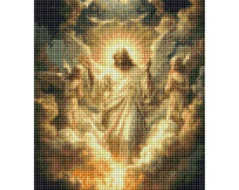 Jesus in Divine Light Diamond Painting Kit, Squares Diamonds Without Frame