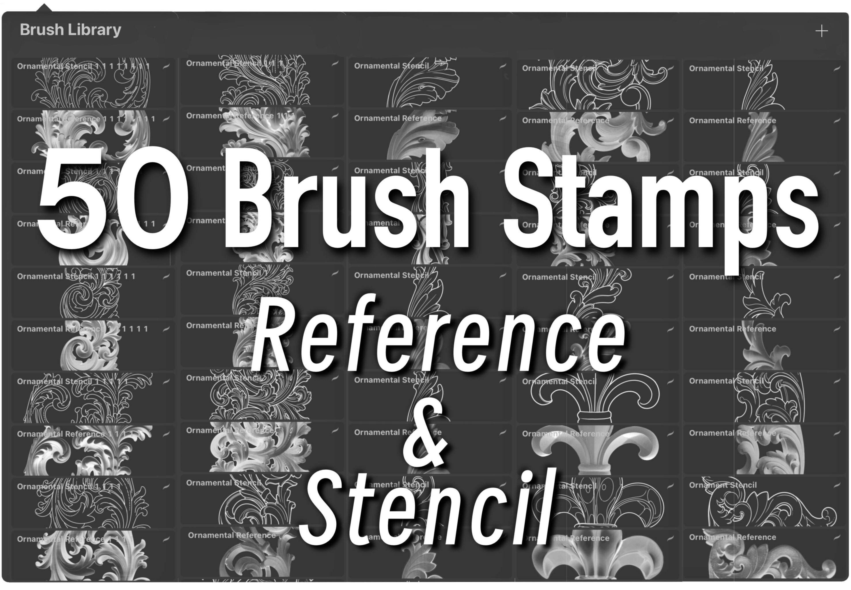50x Procreate Ornamental Tattoo Stamps Brushes Set for Tattoo Designer ...