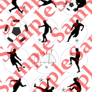 Soccer/Football Cupcake Toppers 2.5" x 2.5" Digital Download