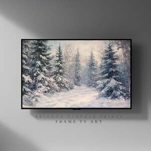 Frame TV Download - Snowy Pines | Vintage Impressionist Oil Painting | Rustic Winter Print | Digital Download ONLY - TV013