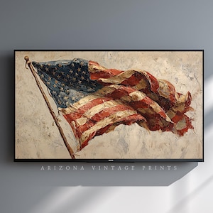 Frame TV Download - Vintage American Flag | Antique Oil Painting | Patriotic Americana Print | Digital Download ONLY - TV079