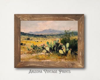 IMPRIMIBLE - Paisaje desértico vintage / Pintura al óleo impresionista / Arte rústico del suroeste / Descarga digital - SW114