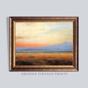 PRINTABLE Desert Landscape with Snowy Mountains | Abstract Oil Painting | Vintage Southwest Art | Landscape Print | Digital Download - SW006