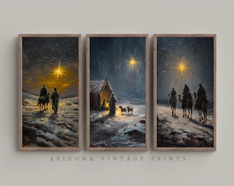 Vintage Nativity Scene Print Set: Impressionist Christmas Art (Digital Download)