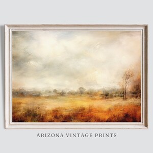 PRINTABLE Vintage French Countryside in Autumn - Abstract Landscape Painting | Neutral Colors Oil Painting | Digital Download - LS014