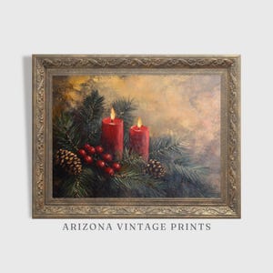 PRINTABLE - Christmas Candles | Vintage Renaissance Style Oil Painting | Classical Christmas Art | Digital Download - HP055