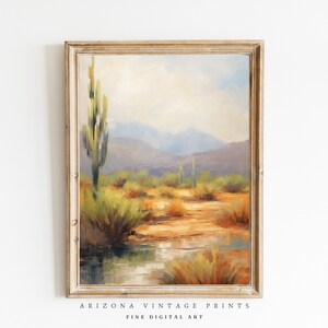 PRINTABLE Desert Landscape after a Rain Storm Impressionist Style Print | Neutral Color Tones Oil on Canvas Style | Digital Download - SW095