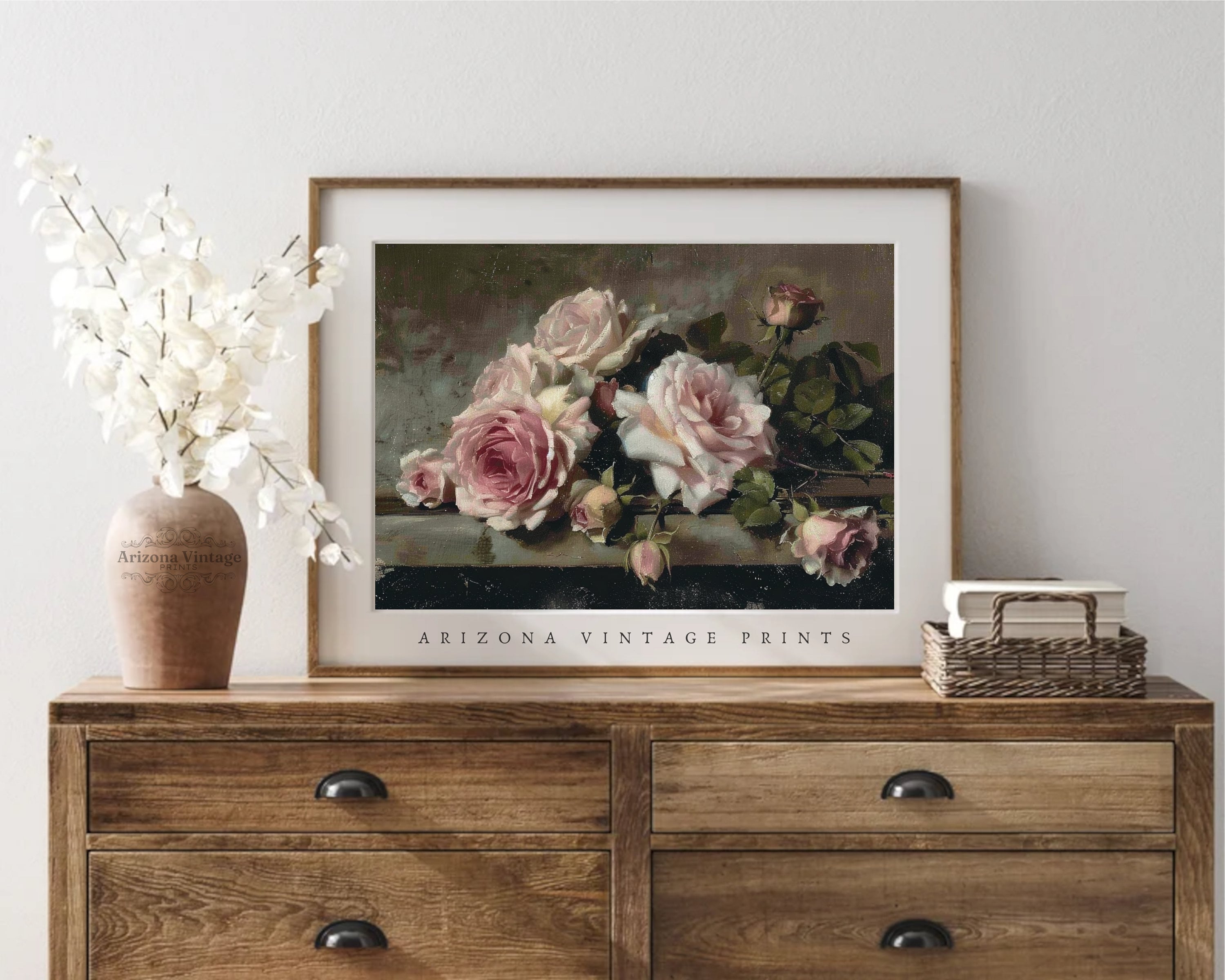 PRINTABLE Vintage Pink Roses Still Life Oil Painting Antique Floral Art ...