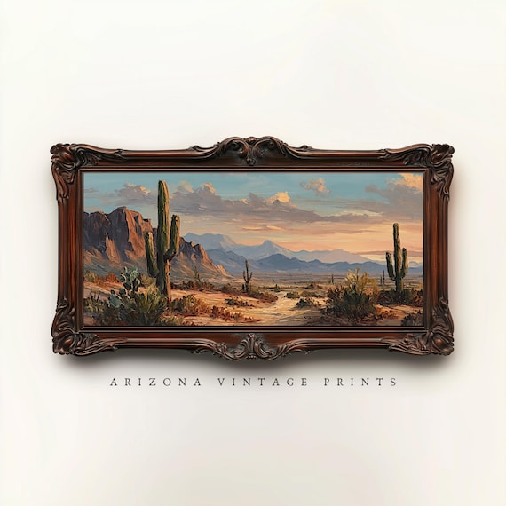 PRINTABLE - XL Impressionist Desert Landscape | Vintage Oil