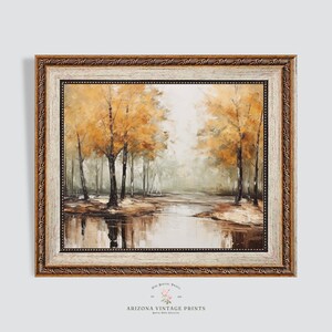 PRINTABLE Vintage French Lake in Autumn | Fall Foliage Colors | Antique Landscape Painting | Oil Painting | Digital Download - LS018