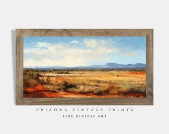 Pintura vintage de paisaje desértico: Arte rústico del suroeste (Descarga digital)
