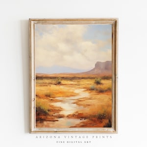 PRINTABLE Desert Landscape after a Rain Storm Impressionist Style Print | Neutral Color Tones Oil on Canvas Style | Digital Download - SW094