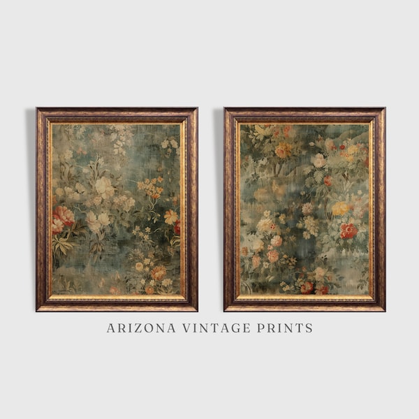 PRINTABLE - Gallery Set of Two Antique European Tapestry Prints | Vintage Textile Wall Art | Digital Download - GPS11