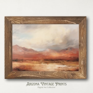 PRINTABLE Vintage Desert Landscape Painting | Soft Muted Neutral Colors Oil on Canvas | Digital Download - SW008