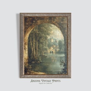 PRINTABLE - Under the Bridge | Antique Baroque Style Painting | Vintage European Art | Digital Download - FP017