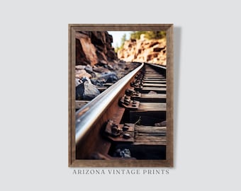 PRINTABLE Train Tracks Through a Desert Canyon | Close Up Perspective Print |  Rustic Southwest Art | Digital Download - SW022