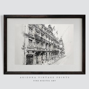 PRINTABLE - Paris Cityscape Drawing | Vintage Pencil Sketch | Minimalist European Art | Digital Download - SK004