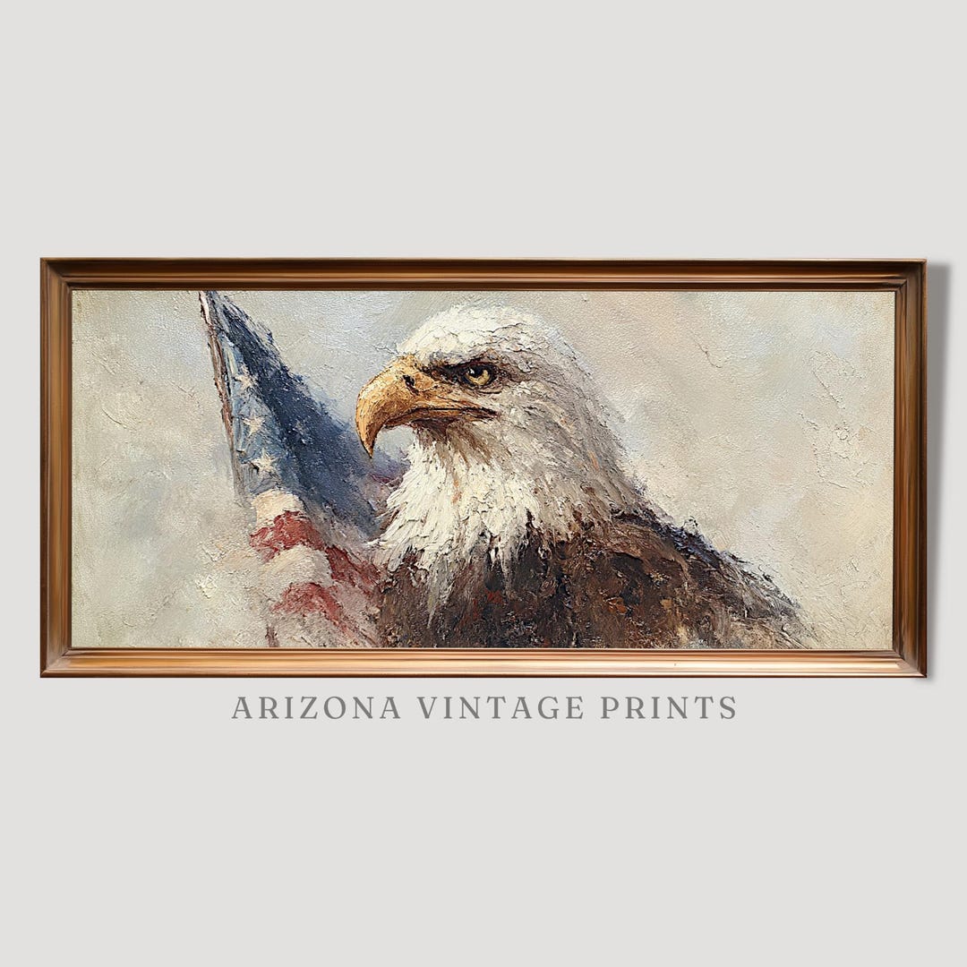 Bald Eagle Vintage Oil Painting: Patriotic Americana Art Print (digital ...