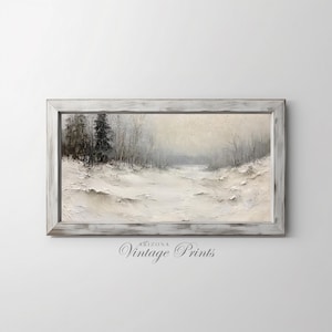 Frame TV Download - Moody Winter Landscape | Vintage Post Impressionist Oil Painting | Rustic Snow Print | Digital Download ONLY - TV031