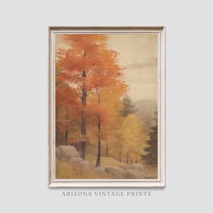 DRUCKBARE Vintage Herbstlaub Landschaft | Antike Landschaftsmalerei | Warme Herbstfarben Ölgemälde | Digitaler Download - LS019