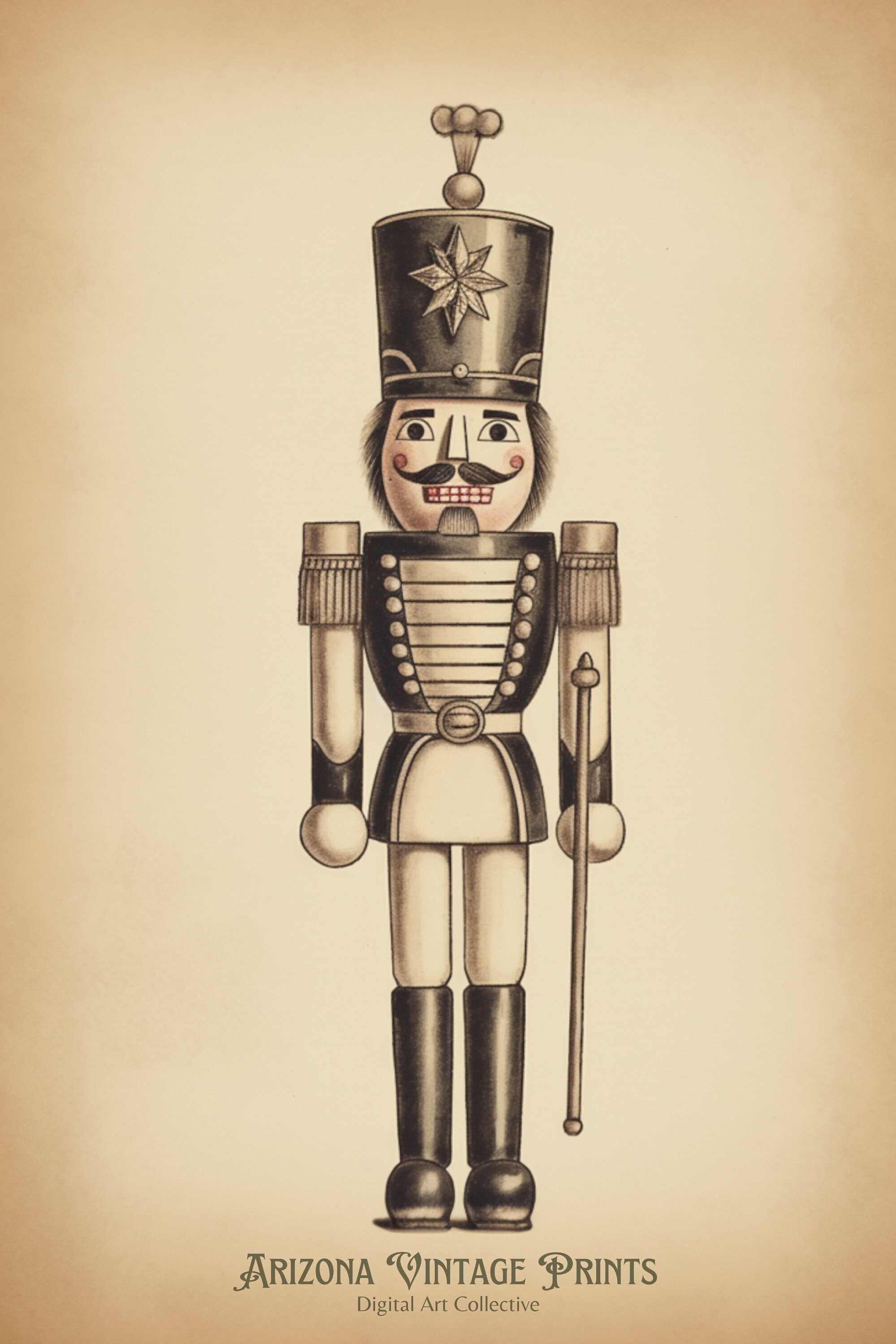 PRINTABLE Antique Christmas Nutcracker Drawing Vintage Christmas Art ...
