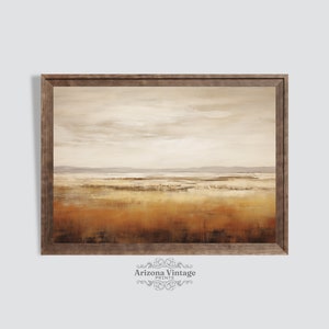 PRINTABLE Wheat Field in Autumn Country Landscape | Muted Neutral Tones Abstract Style Painting | Digital Download - LS006