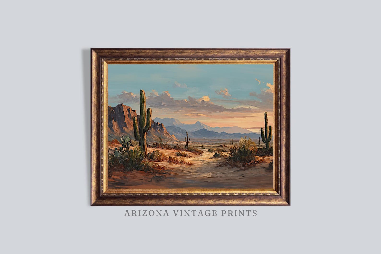 PRINTABLE - Impressionist Desert Landscape | Vintage Oil Painting ...