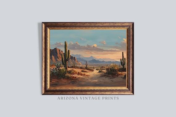 PRINTABLE - Impressionist Desert Landscape | Vintage Oil Painting