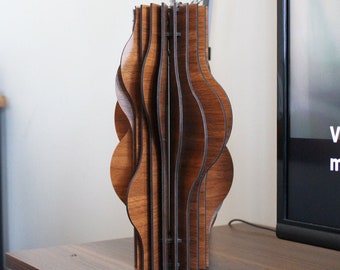 Walnut Parametric Wooden Vase, Office-Indoor Decor, Ornamental Vases, Unique Object Design Wood,  Abstract Wooden Vase for Dried Flowers