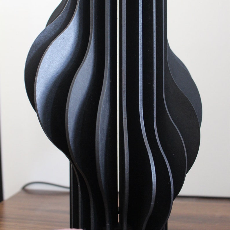 Black Parametric Wood Wave Vase, Unique Object Design, Office-Indoor Decor, Abstract Art Vase, Office Table Decor, Home Bar Accessories image 9