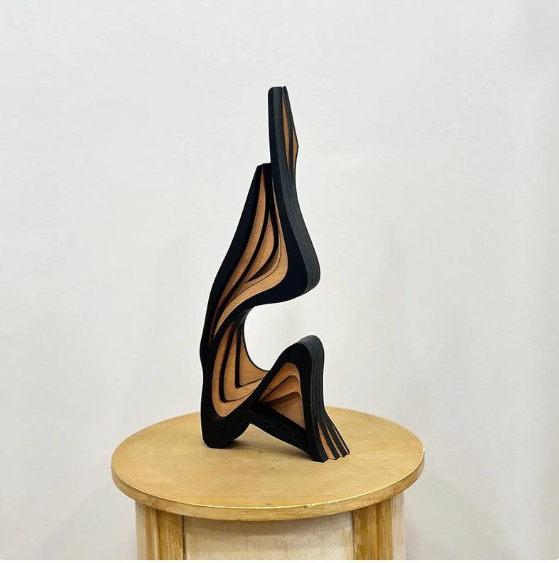 Abstract Wood Sculpture Minimalist Home Decor Wabi Sabi Art Object