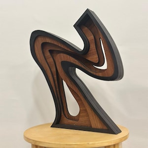 Abstract Walnut Sculpture - Modern Art Decor for Minimalist, Contemporary Interiors, Trend Housewarming Gift