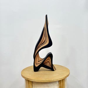 Oak Parametric Abstract Wood Sculpture Art Table Top - Minimalist Book Shelf and Room Decor, Perfect Housewarming Gift