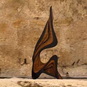 Walnut Sculpture Japandi Wood Home Decor Sculpture: Abstract Art Object