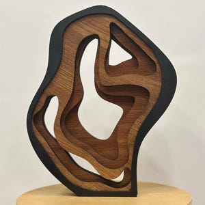 Handmade Abstract Wood Sculpture – Minimalist Home Decor, Modern  Art Object, Walnut Wooden Statue